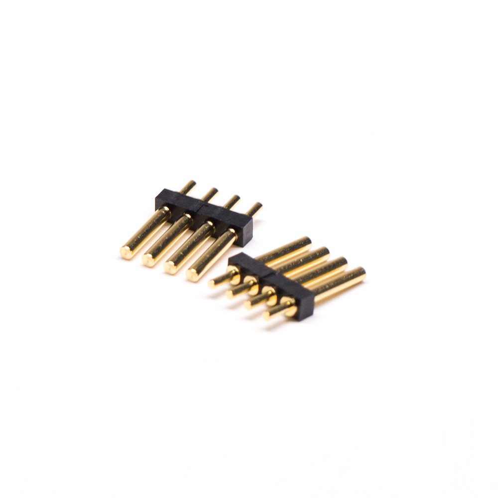 Pogo Pin Connector 4 Pin T Type Brass Gold Plating 2.5MM Pitch Single Row Thickness 2MM