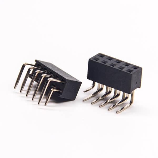 10pcs Header 10 Pin Dual Row 1X10 Pin 90 Degree DIP Type PCB Mount