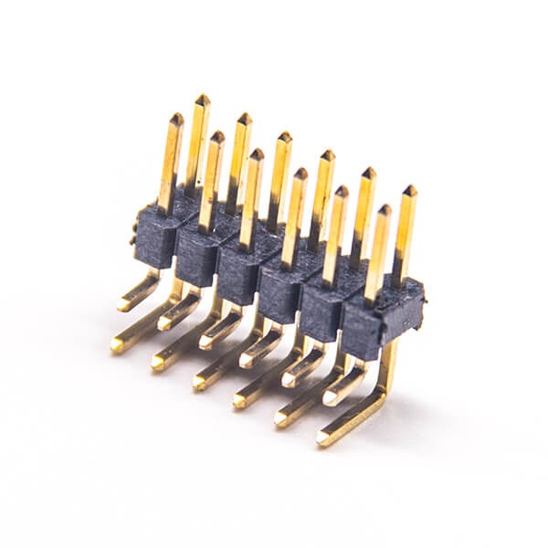 10pcs 2×6 Pin Right Angle Header DIP Type Double Row Gold Plating 2.54mm Pitch