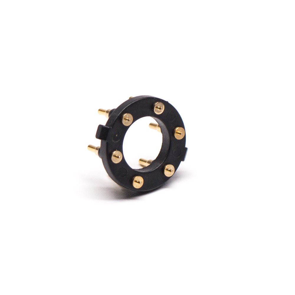 Circular Pogo Pin Connector 6 Pin Plug-in Type Gold Plating Brass 11MM Pitch Insert Welded