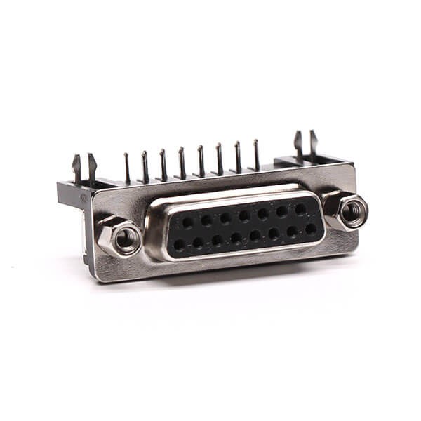 15 Pin D Sub Female Connector Right Angle Staking Type for PCB Mount