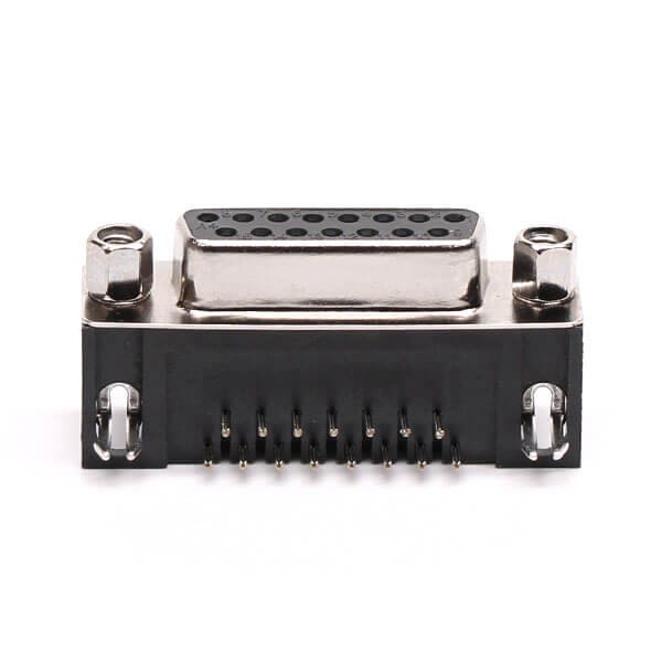15 Pin D Sub Female Connector Right Angle Staking Type for PCB Mount