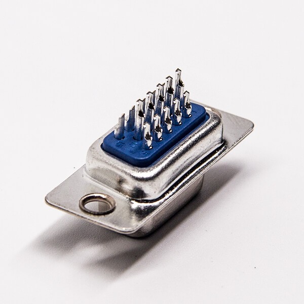 15 Pin D SUB Straight Connector Female Bule Solder Type for Cable