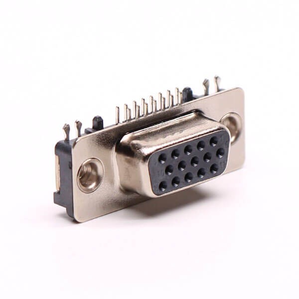 15 Pin HD D-sub Jack Right Angled Though Hole Black staking type 20pcs
