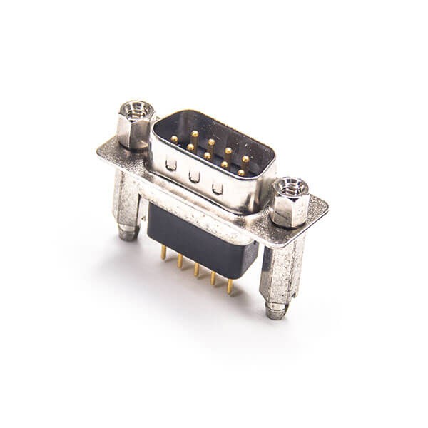 9 pin d sub Connector Male Straight Type For PCB Mount Machined Contacts