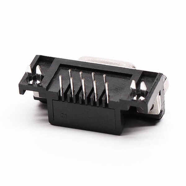 9 Pin Female Solder D Sub Connector RA Solder Type for PCB with Stamped Pin 20pcs