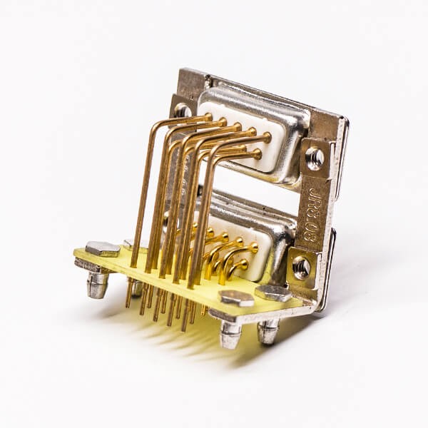 D SUB Connector Stacked Male 9 Pin Right Angled through Hole Staking Type for PCB Mount