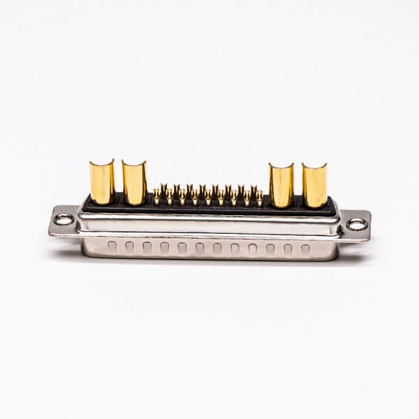 D SUB Male Connector Power 21W4 180° Solder Type for Cable with Staking