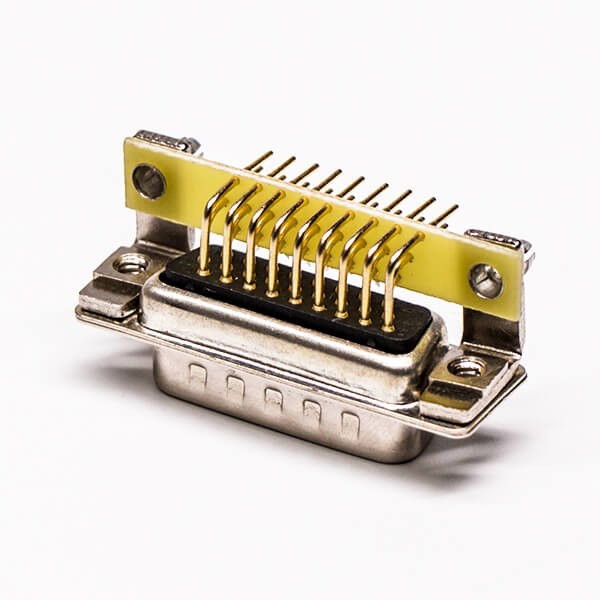 D sub Right Angle Plug 8.89 Staking type 26 Pin Machined Pin PCB Mount
