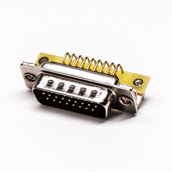 D sub Right Angle Plug 8.89 Staking type 26 Pin Machined Pin PCB Mount