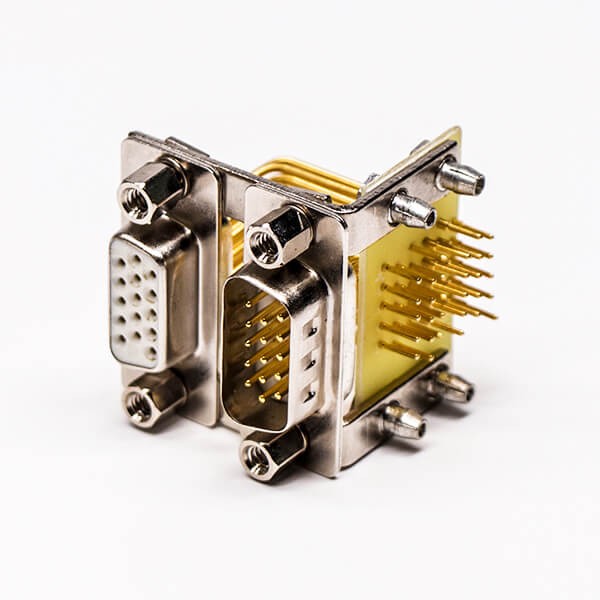 D SUB Stacked Connector 15Pin Male 90° 19.05 Staking type White Receptacle For PCB Mount