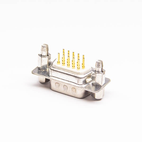 Male 15 Pin DB Connector HD Through Hole Staking Type for PCB Mount White 20pcs