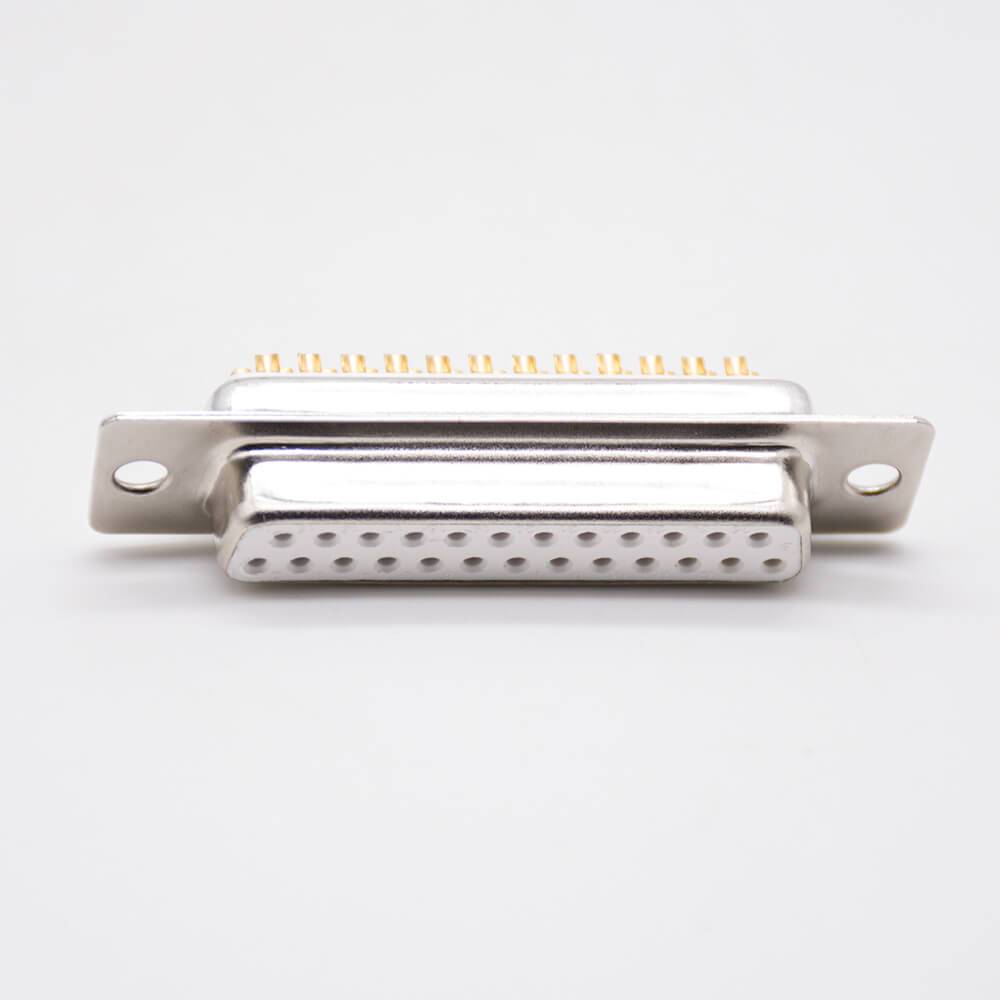 Solder Type 25 Pin D SUB Connector Standard Female Two Rows Straight Stamped