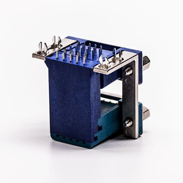 Stacked D sub Connector Jack and Plug 90 Degree Staking Type