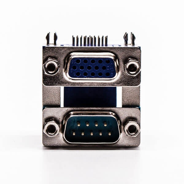 Stacked D sub Connector Jack and Plug 90 Degree Staking Type