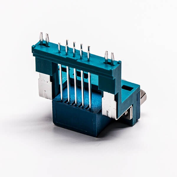 Top D Sub 9 Pin Solder Connector Male Grenn R/A Elevated Type for PCB Mount