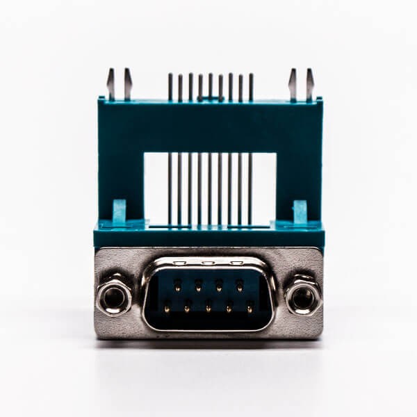 Top D Sub 9 Pin Solder Connector Male Grenn R/A Elevated Type for PCB Mount