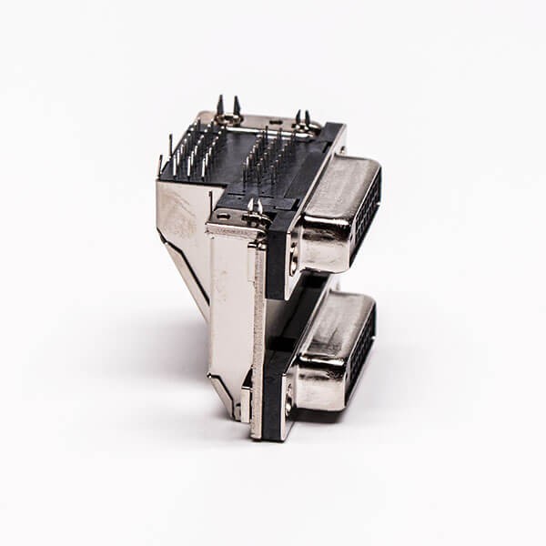 DVI 24+1 24+1 Female Connector R/A Black Stacked Type for PCB Mount