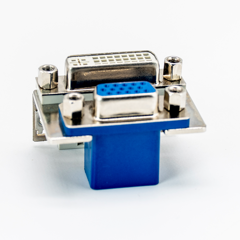 DVI 24 1 Female to VGA Female 15 Pin Blue 90° Stacked Type for PCB Mount