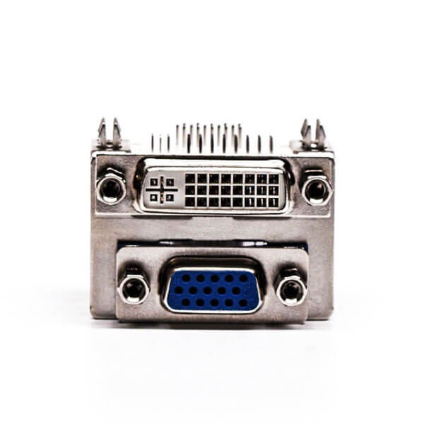 DVI 24 1 Female to VGA Female 15 Pin Blue 90° Stacked Type for PCB Mount