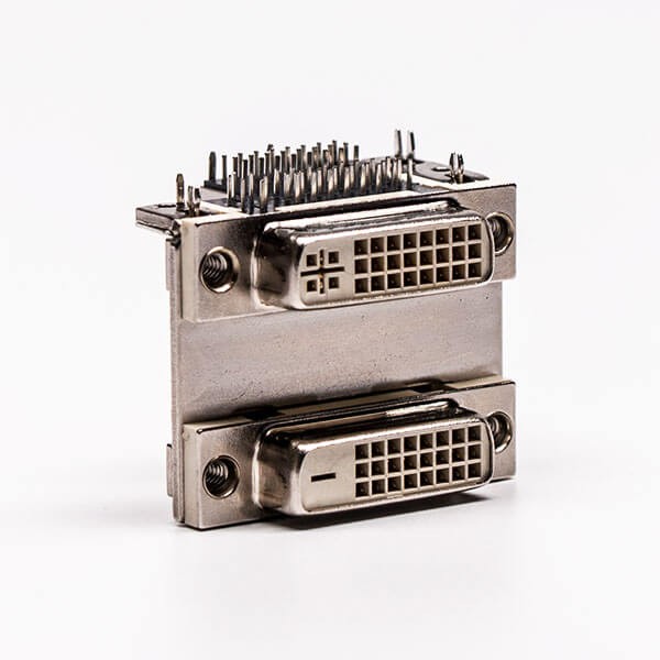 DVI 24+5 24+1 Connector R/A Female White Stacked Type for PCB Mount