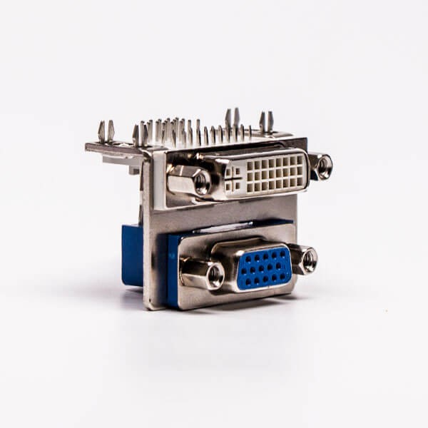 DVI 24+5 24+1 Connector R/A Female White Stacked Type for PCB Mount