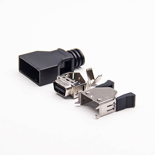14Pin SCSI Connector Straight 180 Degree Male Push Button Type Solder Type