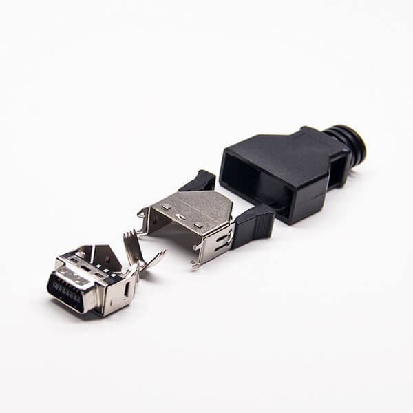 14Pin SCSI Connector Straight 180 Degree Male Push Button Type Solder Type