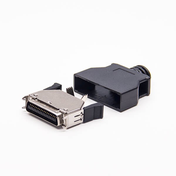36 Pin SCSI Connector Straight Male Solder Type Push Button Black