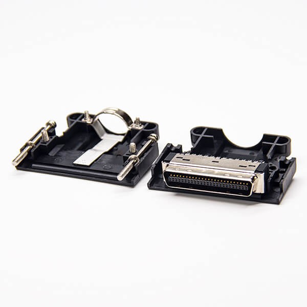 50 Pin Screw Type SCSI MDR Male Black Plastic Shell Solder Type