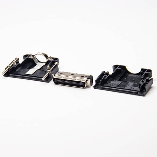 50 Pin Screw Type SCSI MDR Male Black Plastic Shell Solder Type