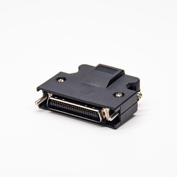 50 Pin Screw Type SCSI MDR Male Black Plastic Shell Solder Type