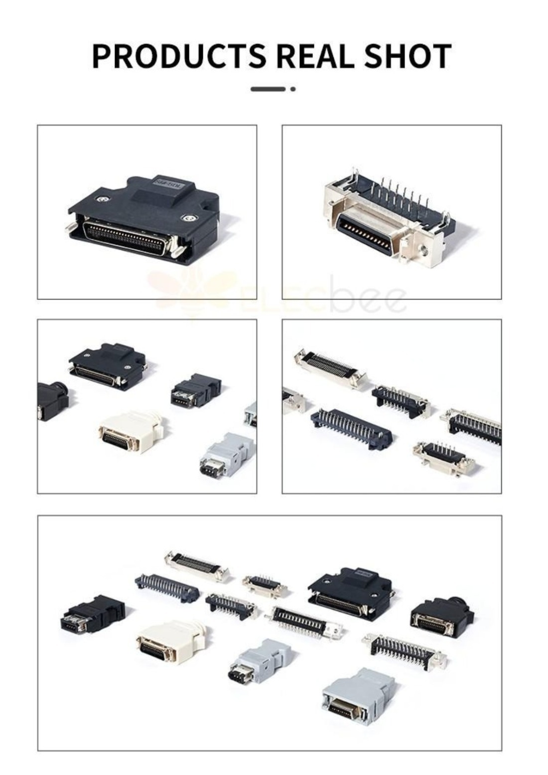 SCSI HPCN 50Pin Male Straight Connector Soldering Screw Locks With Metal Shell