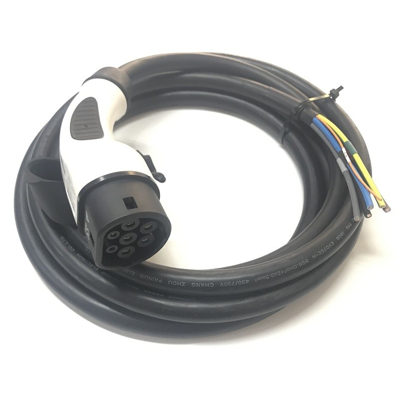32A 415V AC Charging Plug IEC 62196 Type 2 Single Phase Connector EV Charger with 5M  Cable For Vehicle End