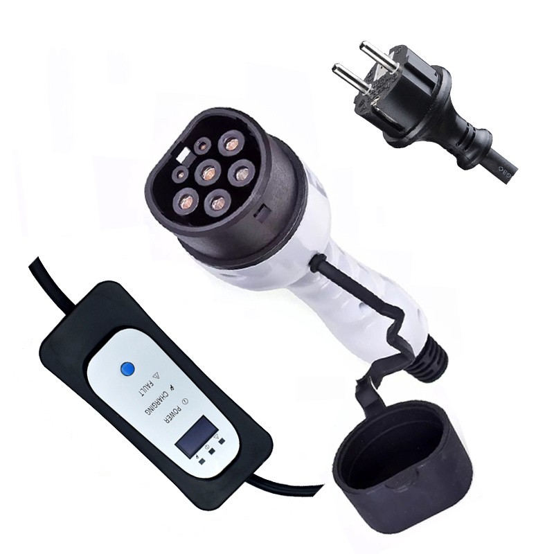 AC 16A 250V Single Phase EV Charger Mode 2 IEC 62196 Type 2 Connector Plug with 5M Cable For Vehicle End