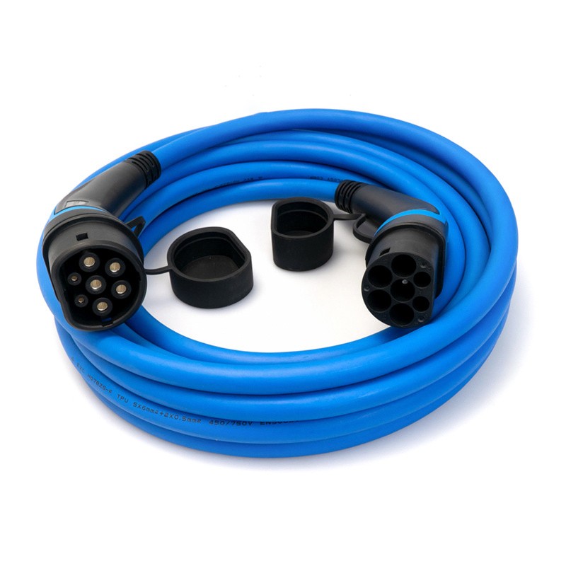 IEC 62196 Three Phase EV Charger Mode 3 16A 250V Type 2 AC Charging Connector with 5M Cable