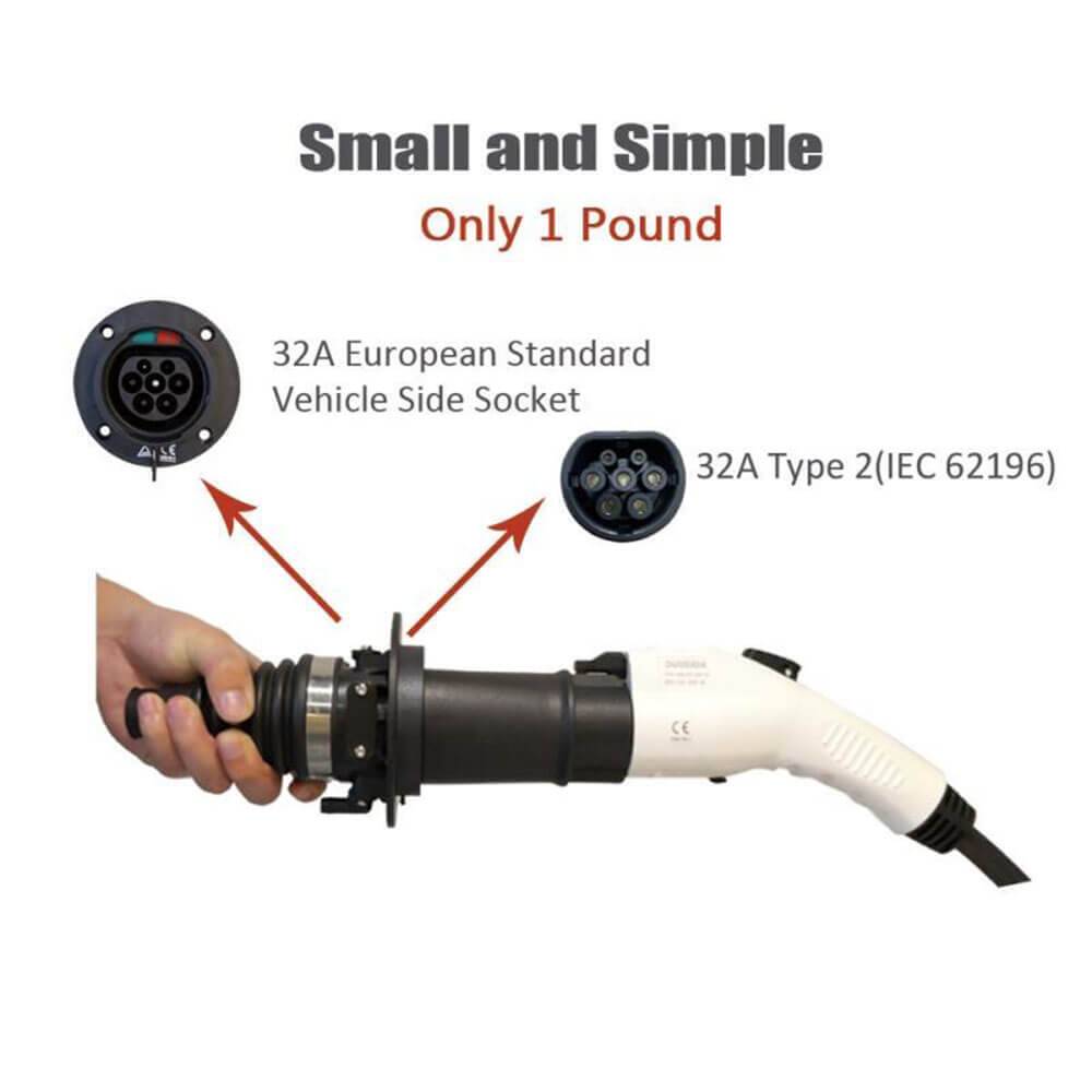 Type 1 to Type 2 Adapter EV / PHEV Charging Charge Cable Adapter Adaptor Converter 32A