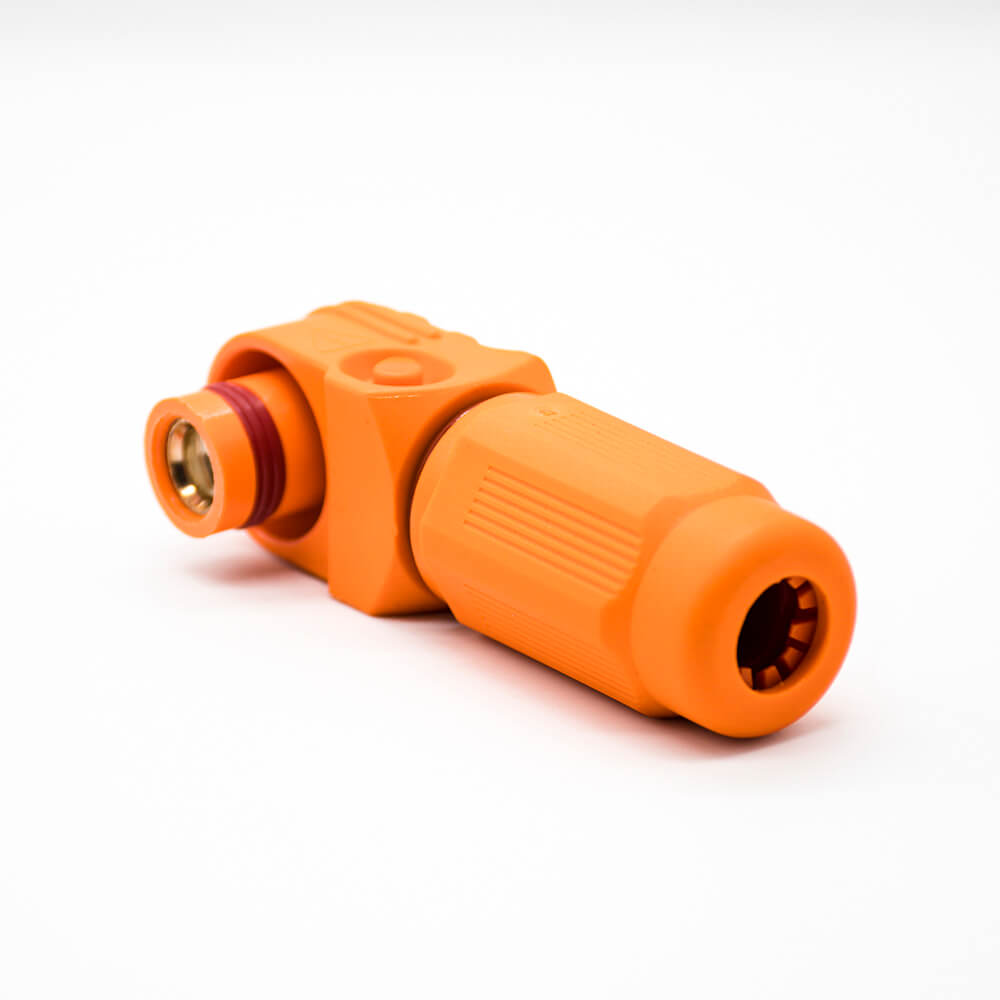 Connector For High Current Female IP67 400A Right Angle Plug 14mm 1 Pin Plastic Cable Orange