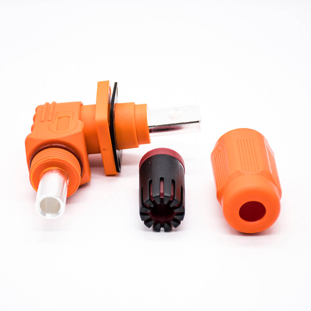 High Current Waterproof Connector 8mm Right Angle Plug and Socket Orange IP65 150A Surlok