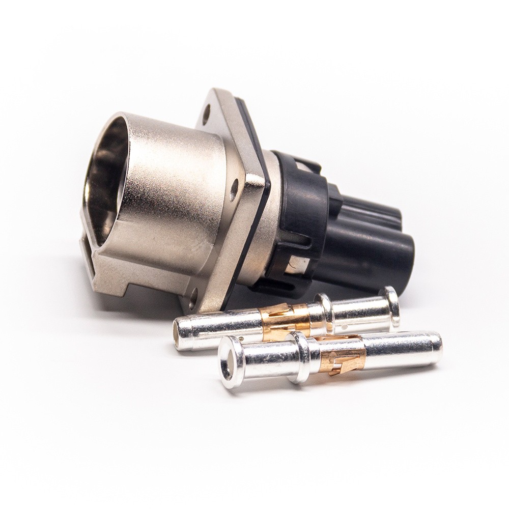 2 Pin 35A 3.6mm HVIL Connector High Voltage Interlock Straight Socket Metal Shell A Key