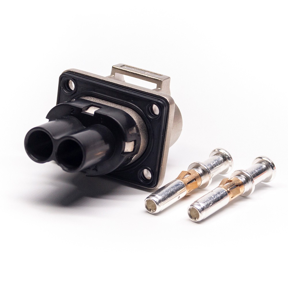 2 Pin 35A 3.6mm HVIL Connector High Voltage Interlock Straight Socket Metal Shell A Key