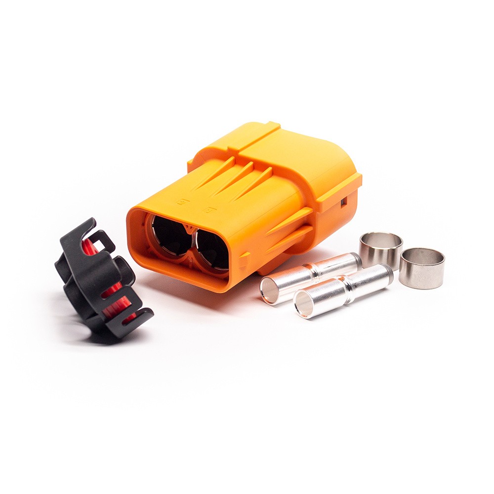 2Pin 6mm 150A HVIL Plug High Voltage Interlock Connector Straight Plug Plastic Shell