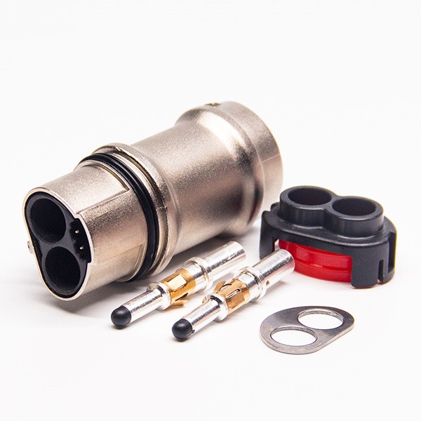 3.6mm 2 Pin HVIL Connector High Voltage Interlock 35A Straight Plug Metal Shell
