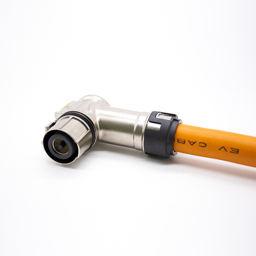 350A High Current High Voltage Interlock Connector 1Pin 12mm  Right Angled Plug Metal Shell
