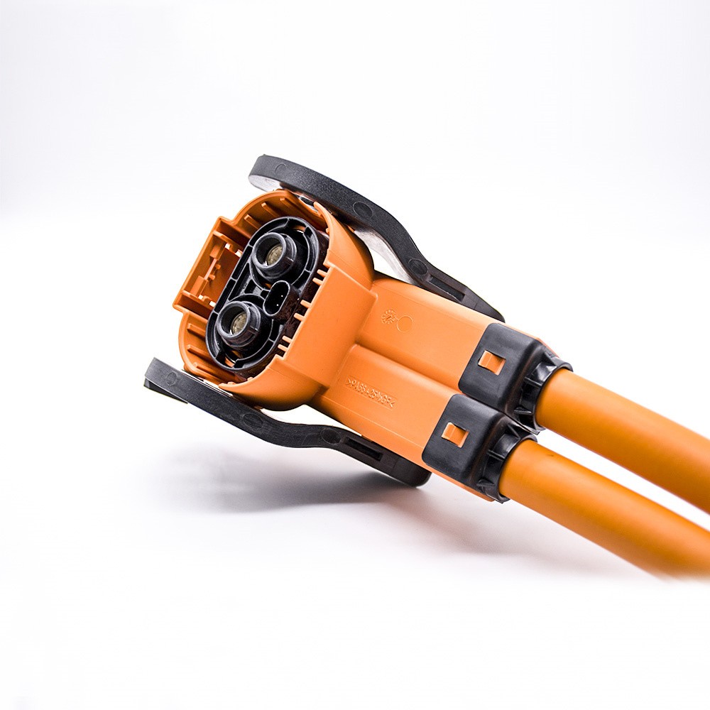 8mm 200A High Current HVIL Plug High Voltage Interlock Connector 2Pin Right Angled Plastic Shell