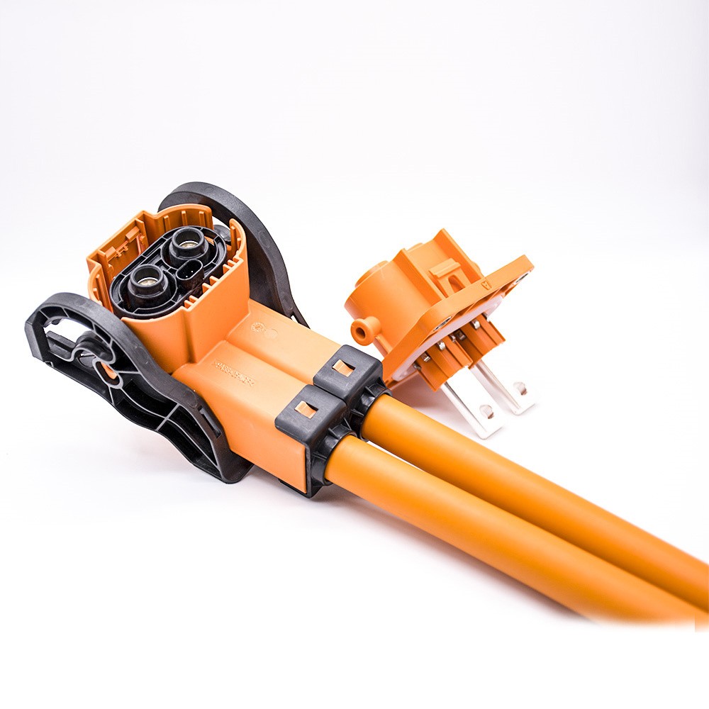 8mm 200A High Current HVIL Plug High Voltage Interlock Connector 2Pin Right Angled Plastic Shell