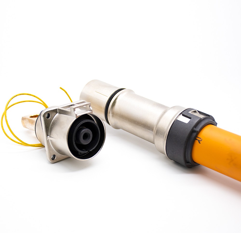 High Voltage Connection 1 Pin 180° Metal Socket&Plug 500A Straight Shield