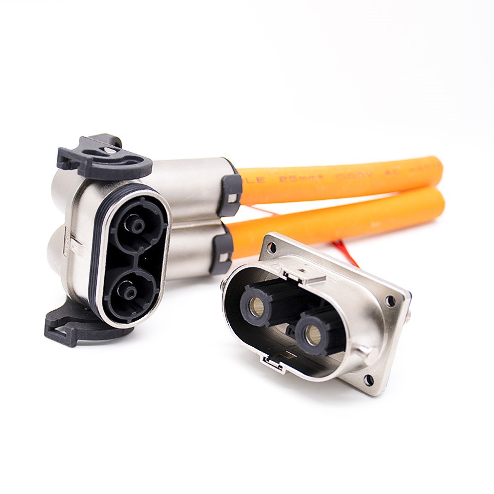 IP67 Waterproof Metal Plug HVSL Cable HVIL High Voltage Interlock Connector 2 Pin U Key 6mm Right Angle