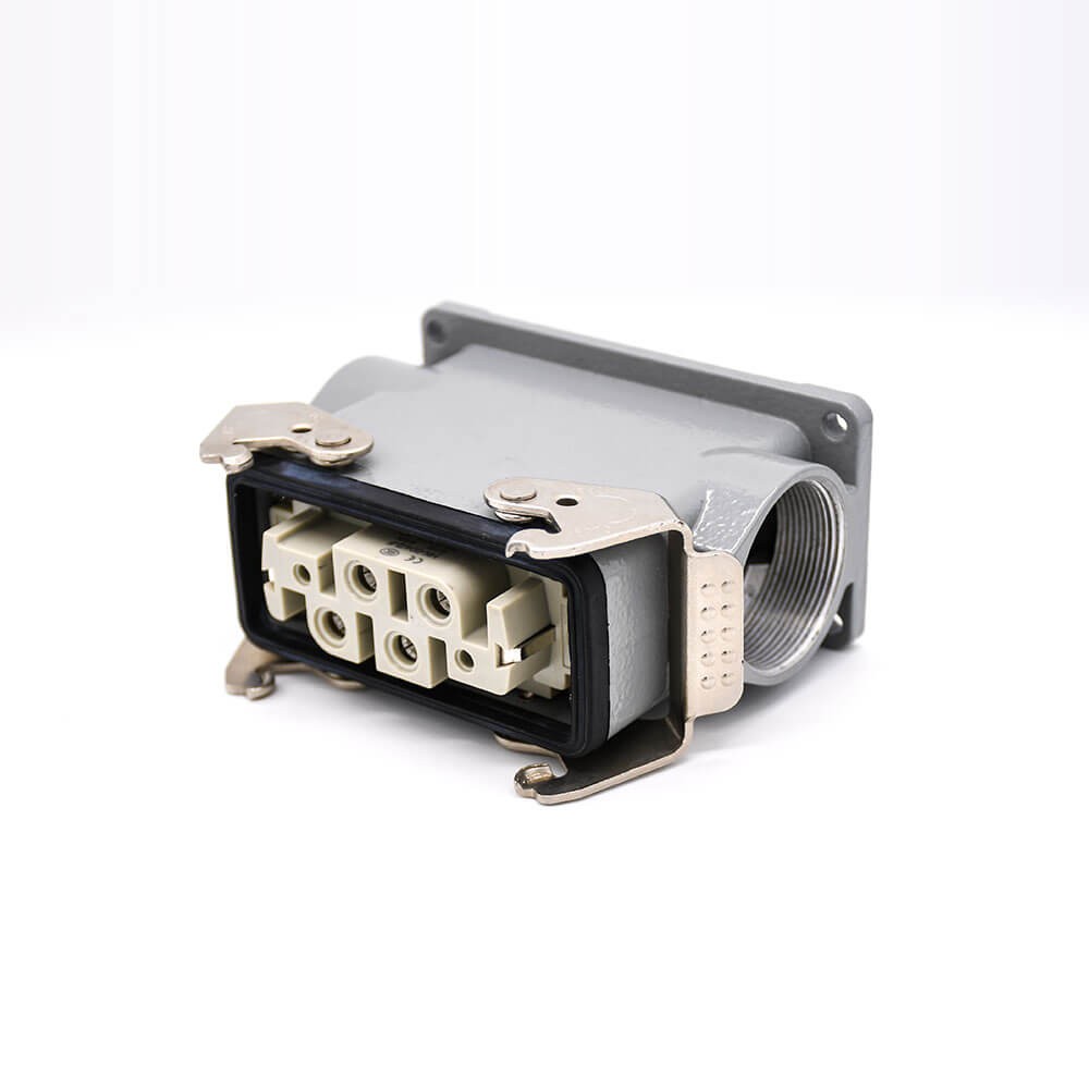 6 Pin Heavy Duty Connector Female Butt-joint Male Silver Plating Size M40 H16B Hasp