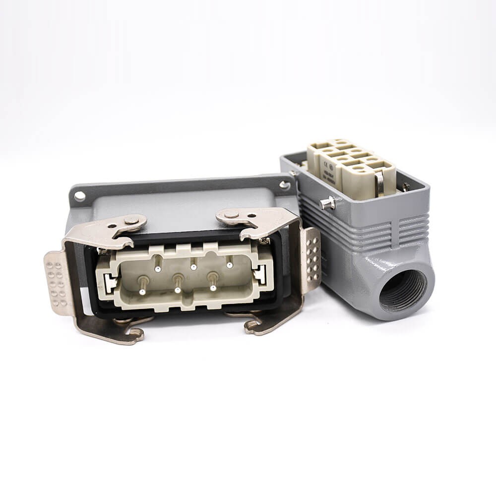 Heavy Duty Connector 6 Pin Female Butt-joint Male Silver Plating Size M40 H16B Hasp
